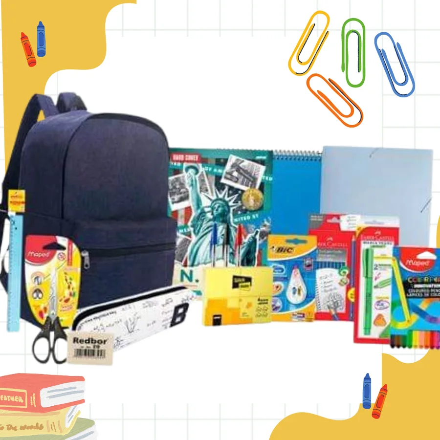 Mochila e kit de material escolar